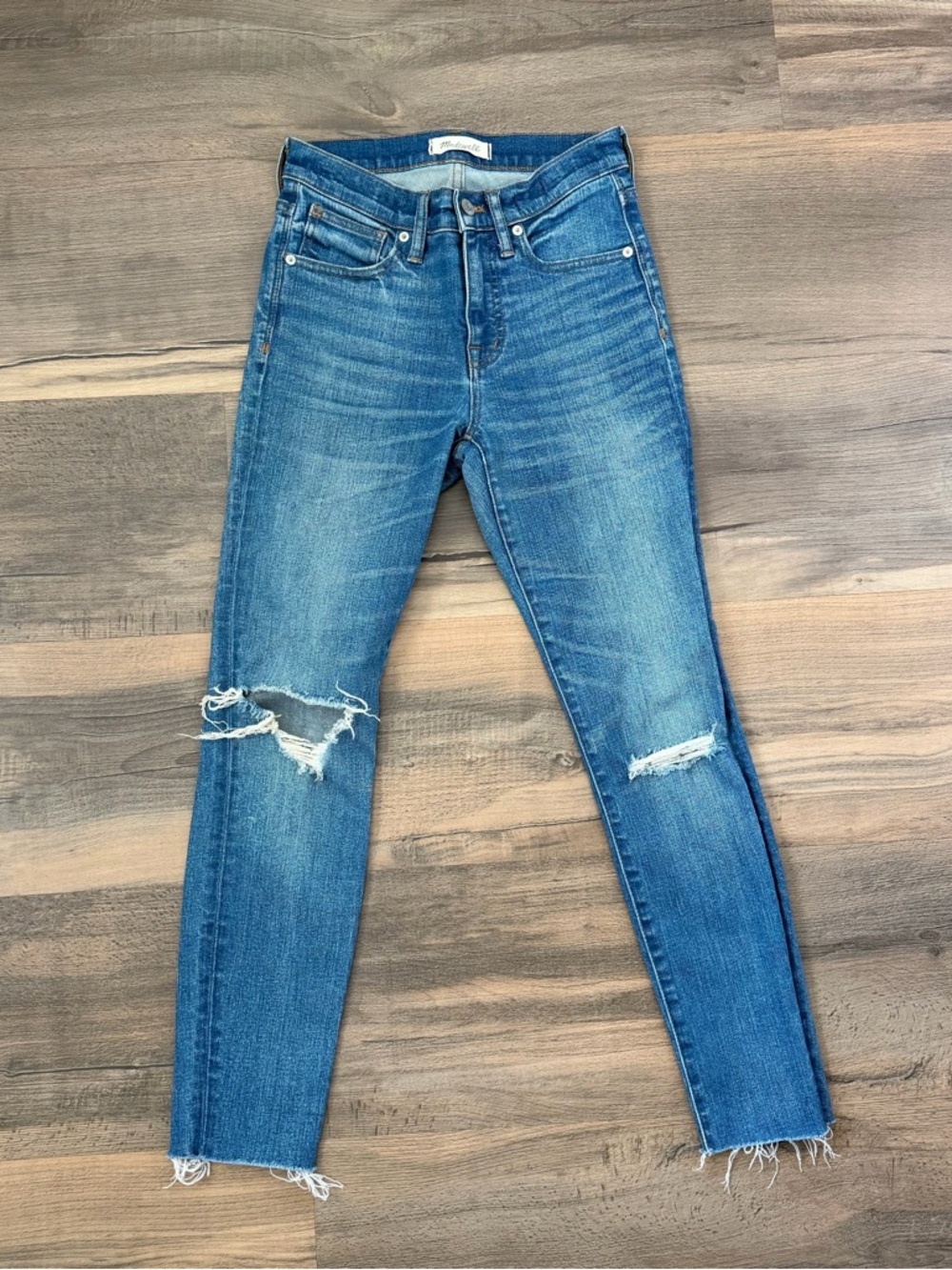 Madewell 9" High Rise Distressed Skinny Crop Jeans - Bruce Wash - Size 24